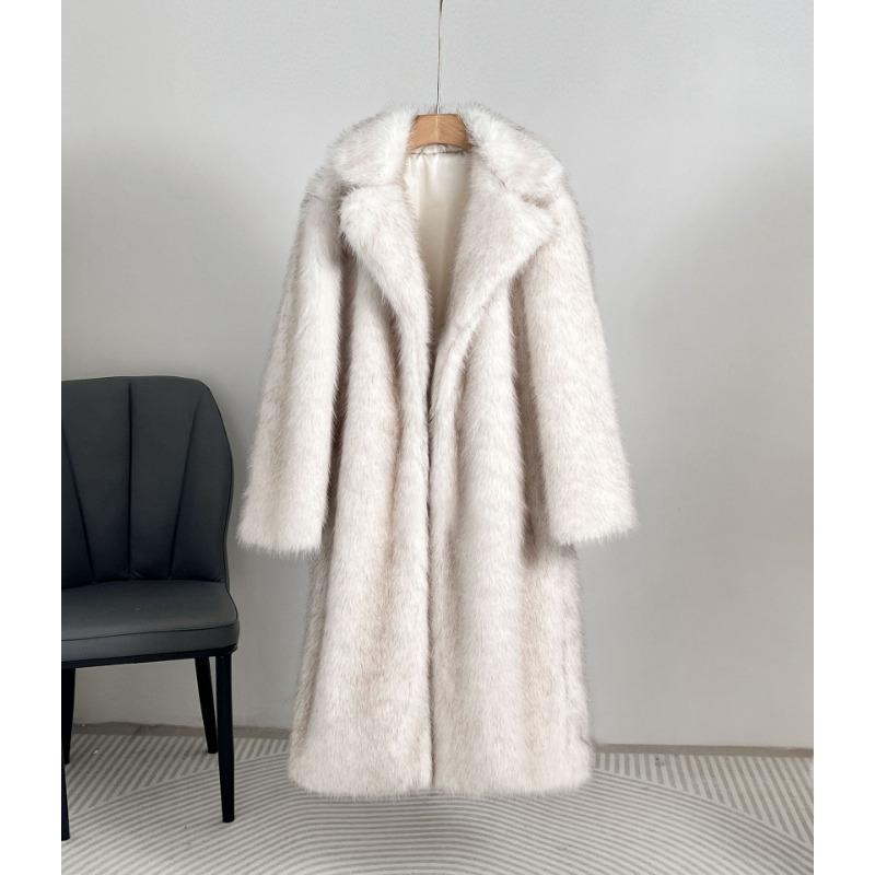 Женское пальто с воротником из искусственного меха, очень длинное, костюмное, пальто из искусственного меха, пальто из искусственного меха 2XL